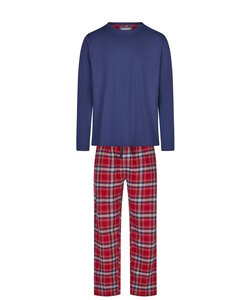 Phil & Co Lange Heren Pyjama Set Met Flanellen Pyjamabroek Rood/Blauw