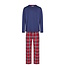 Phil & Co Phil & Co Lange Heren Pyjama Set Met Flanellen Pyjamabroek Rood/Blauw