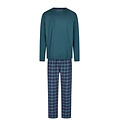 Phil & Co Phil & Co Lange Heren Pyjama Set Met Flanellen Pyjamabroek Groen