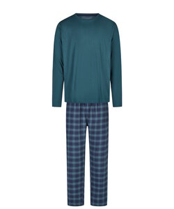 Phil & Co Lange Heren Pyjama Set Met Flanellen Pyjamabroek Groen