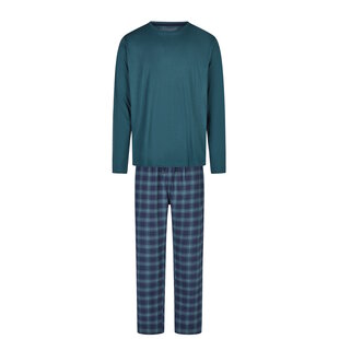 Phil & Co Lange Heren Pyjama Set Met Flanellen Pyjamabroek Groen