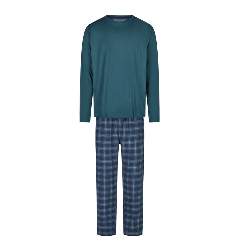 Phil & Co Phil & Co Long Men's Pajama Set With Flannel Pajama Pants Green