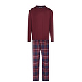 Phil & Co Phil & Co Long Men's Pyjama Set With Flannel Pyjama Pants Bordeaux Red/Blue