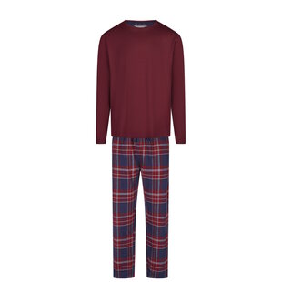 Phil & Co Long Men's Pajama Set With Flannel Pajama Pants Bordeaux Red/Blue