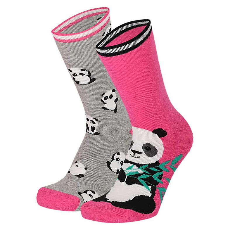 Apollo Apollo Girls Non-Slip Socks 4-Pack Bear/Panda Print