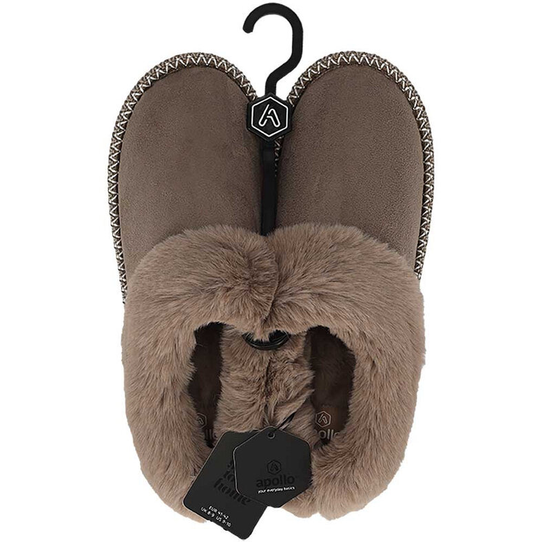 Apollo Apollo Ladies' Slip-on Slippers Teddy Taupe