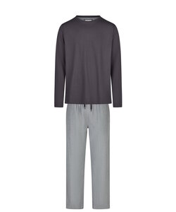 Phil & Co Lange Heren Pyjama Set Met Flanellen Pyjamabroek Grijs