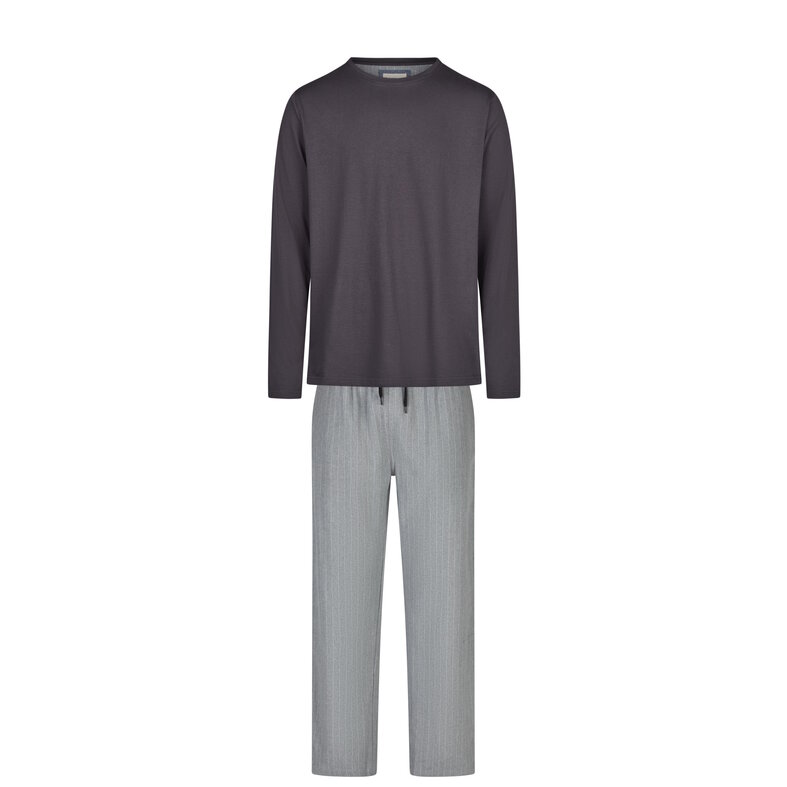 Phil & Co Phil & Co Long Men's Pajama Set With Flannel Pajama Pants Grey