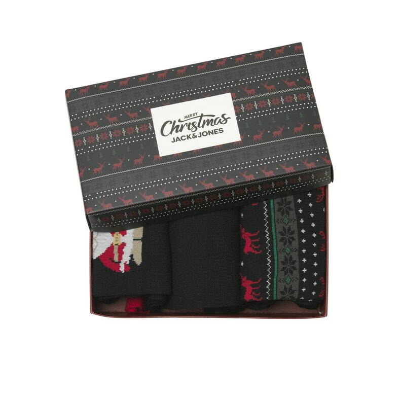 Jack & Jones Jack & Jones Men's Christmas Socks JACXMAS REINDEER Giftbox 3-Pack Black