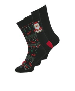 Jack & Jones Heren Kerst Sokken JACXMAS REINDEER Giftbox 3-Pack Zwart