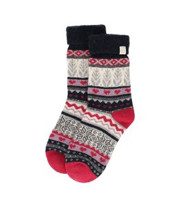 Apollo Ladies Wool House Socks Pink With Ice Stars