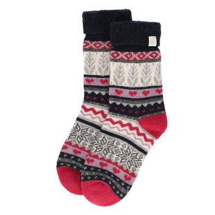 Apollo Ladies Wool House Socks Pink With Ice Stars