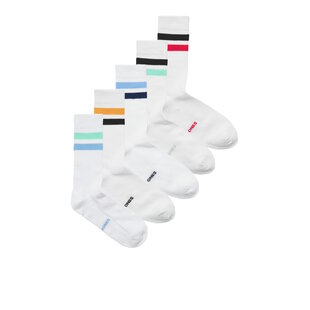 Jack & Jones Men's Sports Socks JACTIRANA Tennis Socks Striped 5-Pack White