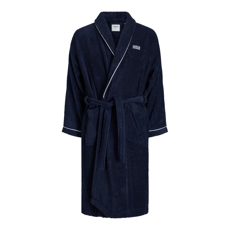 Jack & Jones Jack & Jones Badjas Heren Badstof JACPIPING BATHROBE Navy Blazer
