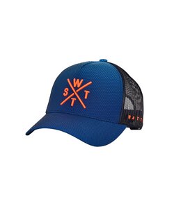 WATTS Unisex Cap TRIBE Logo Effen Carbon Blauw/Neon Oranje