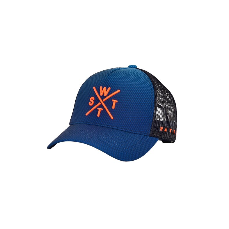 WATTS WATTS Unisex Cap TRIBE Logo Effen Carbon Blauw/Neon Oranje