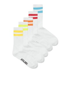 Jack & Jones Sportsokken Heren JACELI Tennissokken 5-Pack Wit Met Strepen