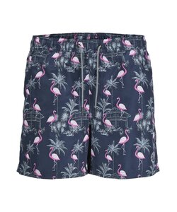 Jack & Jones Junior Swim Shorts Boys JPSTFIJI AOP Flamingo Print Dark Blue