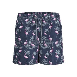 Jack & Jones Junior Swim Shorts Boys JPSTFIJI AOP Flamingo Print Dark Blue