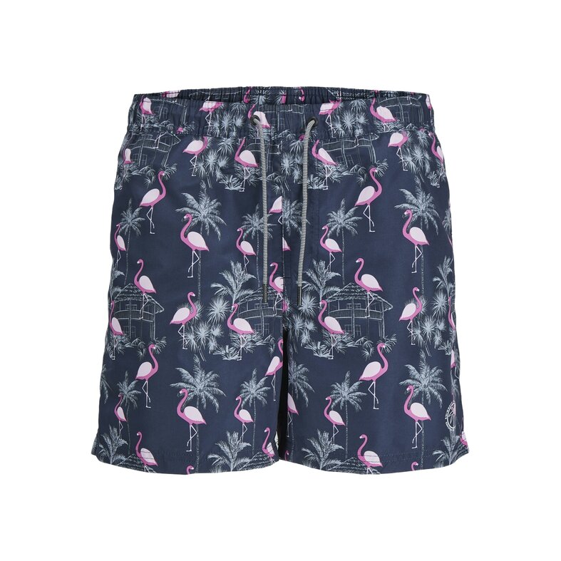 Jack & Jones Junior Jack & Jones Junior Swim Shorts Boys JPSTFIJI AOP Flamingo Print Dark Blue