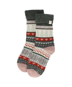 Apollo Ladies Wool House Socks Light Pink With Ice Stars
