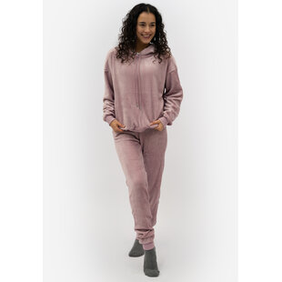 Apollo Ladies House Suit Loungewear Fleece Incl Hood Pastel Pink