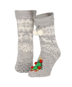 Apollo Ladies Christmas Socks With Non-Slip Grey