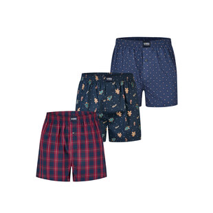 Happy Shorts Wijde Boxershorts Heren Kerst 3-Pack Geruit/Print/AOP