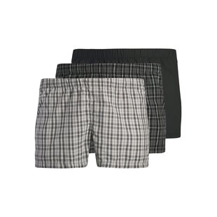 Jack & Jones Heren Wijde Boxershorts Geweven Katoen JACMILANO 3-Pack Zwart/Grijs