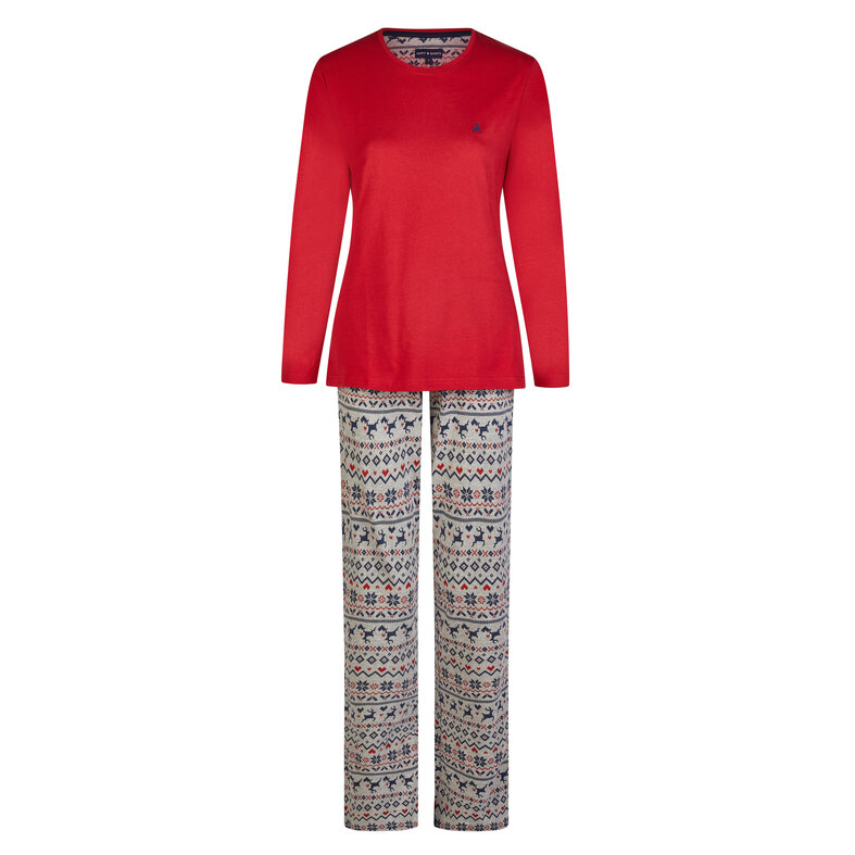 Happy Shorts Happy Shorts Dames Kerst Pyjama Set Met Print Norway Rood