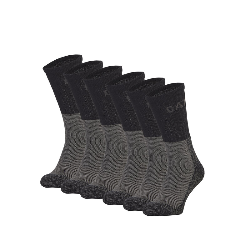 Cat Caterpillar Heavy Duty Men's Work Socks 6 pair Black/Grey