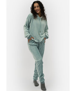 Apollo Dames Huispak Loungewear Fleece Incl Capuchon Pastel Blauw