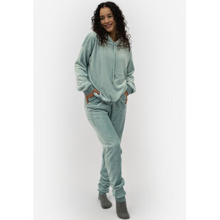 Apollo Ladies House Suit Loungewear Fleece Incl Hood Pastel Blue