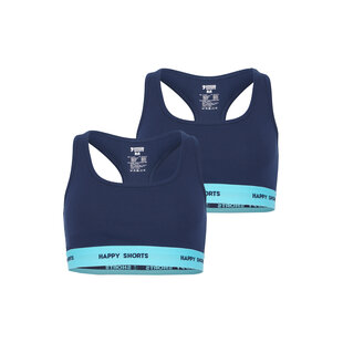 Happy Shorts Ladies Sports Bra Bustier Blue 2-Pack
