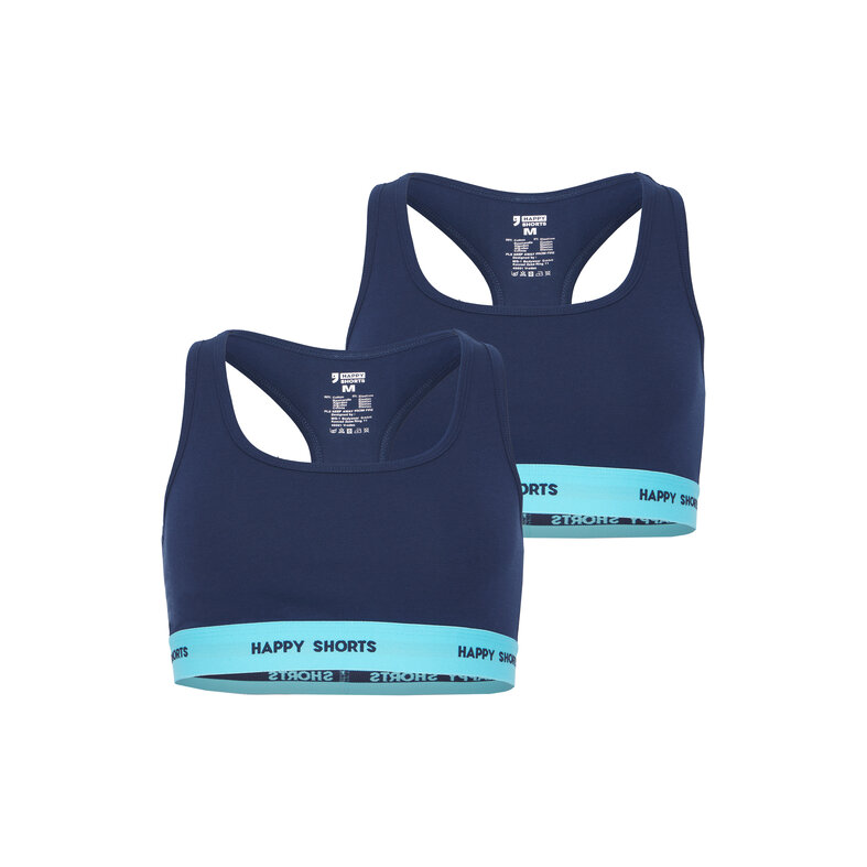 Happy Shorts Happy Shorts Ladies Sports Bra Bustier Blue 2-Pack