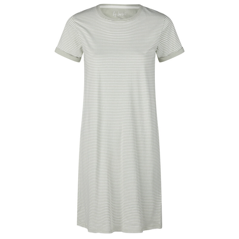 By Louise By Louise Dames Nachthemd Korte Mouw Groen Gestreept