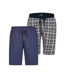 Phil & Co Men's Short Pyjama Pants Checkered/Plain 2-Pack