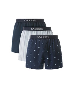 Lacoste Heren Wijde Boxershorts Katoen 3-Pack Lichtblauw/Donkerblauw