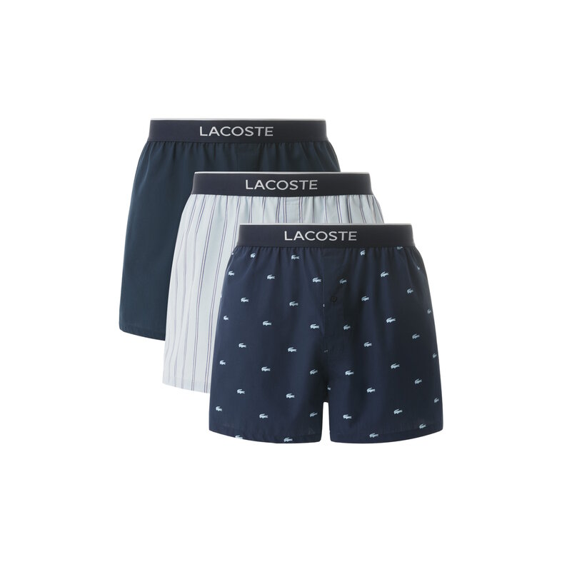 Lacoste Lacoste Men's Wide Boxer Shorts Cotton 3-Pack Light Blue/Dark Blue