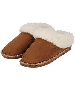Apollo Ladies Slip-on Slippers Teddy Dark Brown