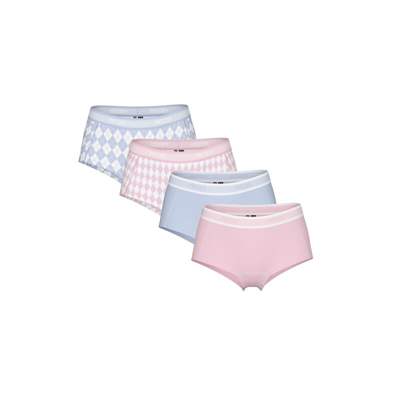PIECES Pieces Dames Hipster PCLOGO 4-Pack Roze/Blauw