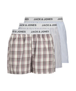 Jack & Jones Wijde Boxershorts Heren JACALVIN 3-Pack Geblokt/Gestreept/Effen