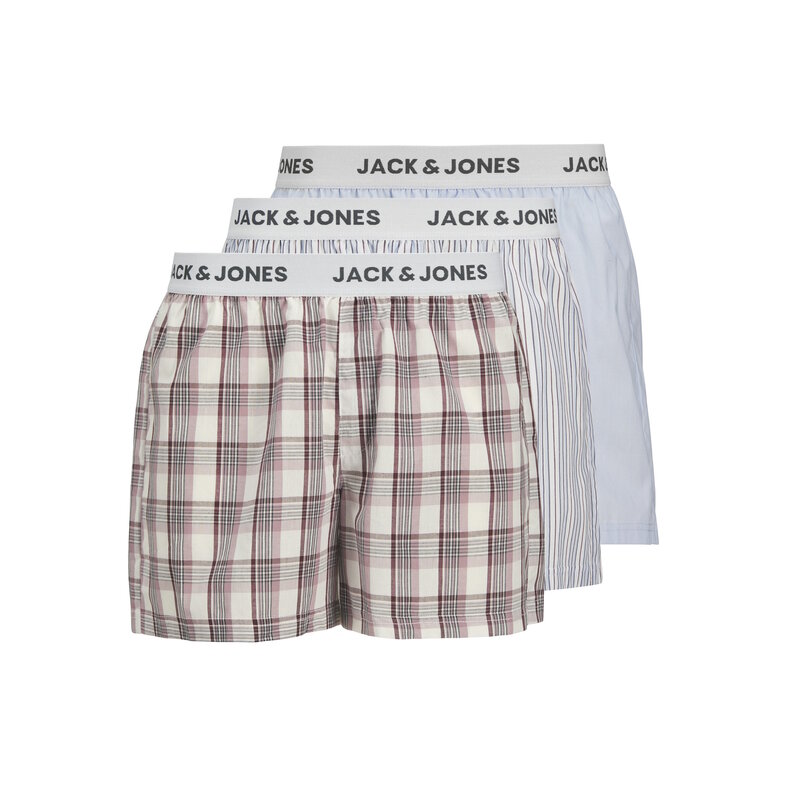 Jack & Jones Jack & Jones Wijde Boxershorts Heren JACALVIN 3-Pack Geblokt/Gestreept/Effen