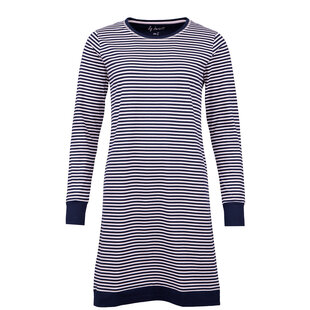By Louise Dames Nachthemd Lange Mouw Gestreept Roze / Donkerblauw