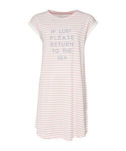 By Louise Ladies Nightshirt Short Sleeve Pink Striped
