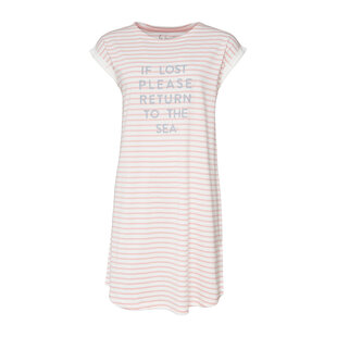 By Louise Ladies Nightshirt Short Sleeve Pink Striped