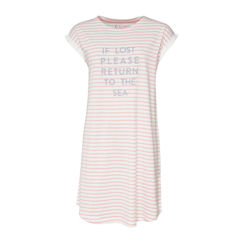 By Louise By Louise Ladies Nightshirt Short Sleeve Pink Striped