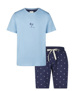 Phil & Co Heren Shortama Korte Pyjama Set Lichtblauw