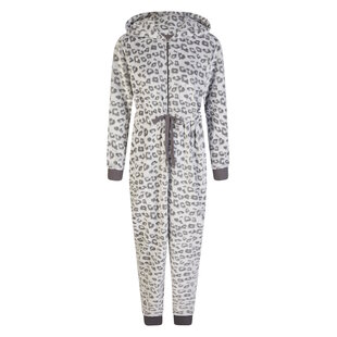 By Louise Dames Huispak Onesie Fleece Grijs Panterprint