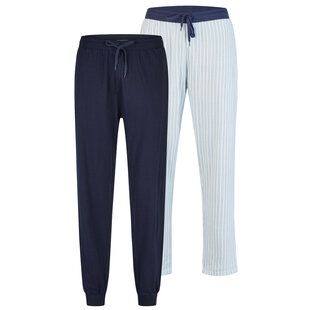 Phil & Co Heren Pyjamabroek Lang Gestreept/Effen 2-Pack